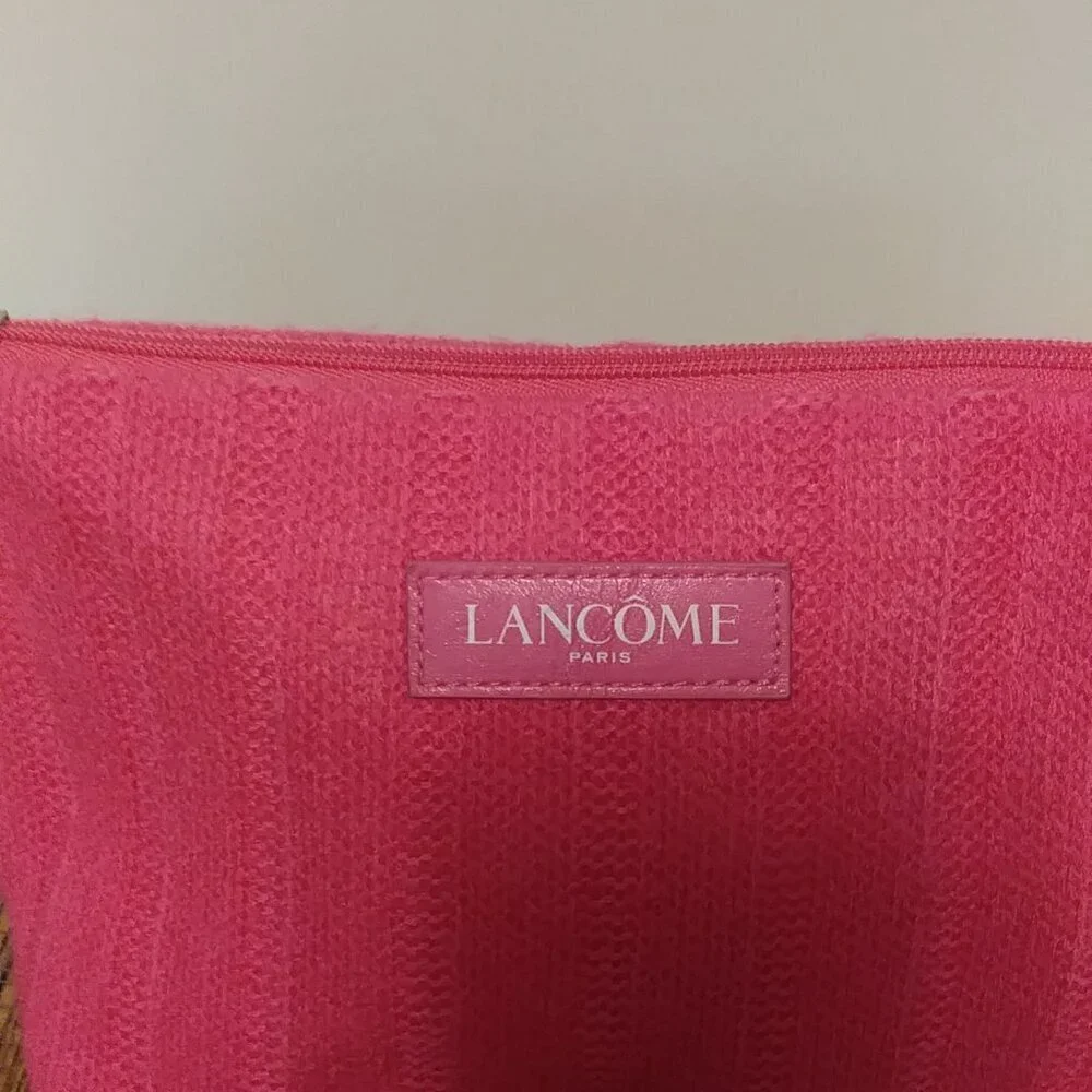 LANCOME Paris Pink Sweater Makeup Bag 💖 Bow Detail NWOT